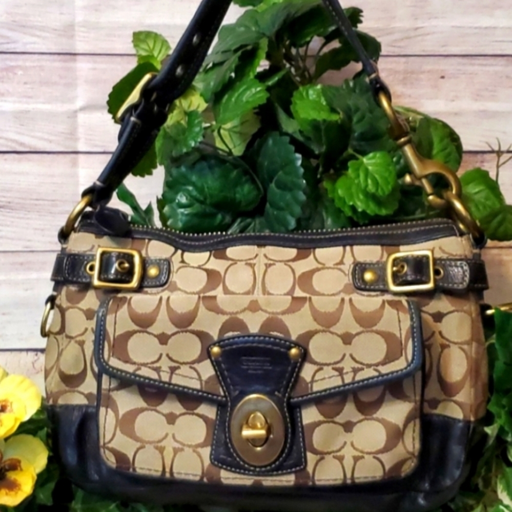 Coach Legacy Turnlock Bag in Khaki/Black